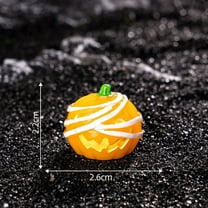 Halloween Decor Light - Pumpkin Head Miniature Night Light with Ghosts & Bats, Resin Desktop Ornament, Holiday Gift for Adults, Home Office Desk Decoration(A)