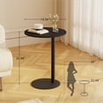 thumbnail image 5 of C Shaped End Table, Round Side Table, Small Drink Tv Tray Table for Small Spaces,Modern Accent Nightstand with Metal Leg for Living Room, Bedroom, Corners, and Office(Black), 5 of 8