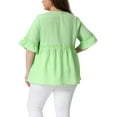 thumbnail image 3 of Agnes Orinda Women's Plus Size Blouse Short Sleeve Sweetheart Neck Plaid Peplum Tops 1X Green, 3 of 6
