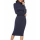 thumbnail image 1 of Vestido suéter de punto de manga larga acanalado con cuello alto para mujer Vestido básico de color sólido Elástico Ajuste delgado Suave Cálido para fecha de fiesta Azul oscuro XL, 1 of 6