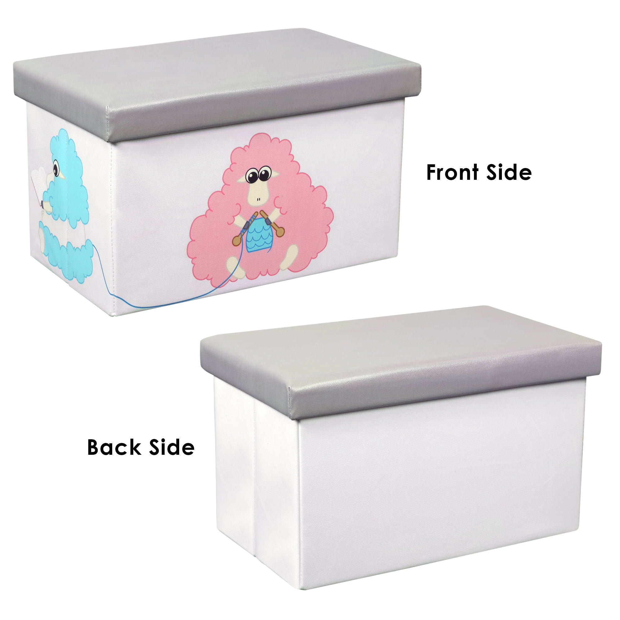 Otto & Ben Children 20" Sheep and Knitting Toy Wood Storage Chests, Multi-color