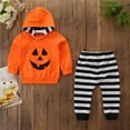 thumbnail image 2 of Odeerbi Toddler Boys Girls Halloween Sweatsuits Fall Winter Two Piece Outfits Set Loose Striped Jogger Pants Funny Cartoon Print Sweatshirt Long Sleeve Hooded Tracksuit Set Multicolor, 2 of 9