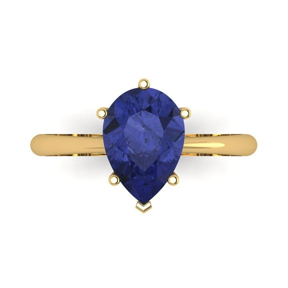 Clara Pucci 14K Yellow Gold 2ct Tanzanite Solitaire Ring for Women