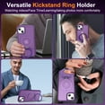 thumbnail image 7 of ELEHOLD Magnetic Matte Case for iPhone 16 Plus with Ring Holder Stand Cover, Compatible with MagSafe Work with Magnetic Car Mount Hybrid Shockproof Slim Case for 6.1" iPhone 16 Plus,Purple, 7 of 7