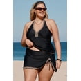 thumbnail image 3 of POGLIP Tankini Noir à Col Licou en V pour Femme Grande Taille avec Garniture Léopard, 3 of 6