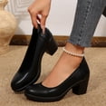 thumbnail image 5 of Pennysue Women's Low Chunky Heel Pumps Black Closed Toe Shoes 8M, 5 of 7