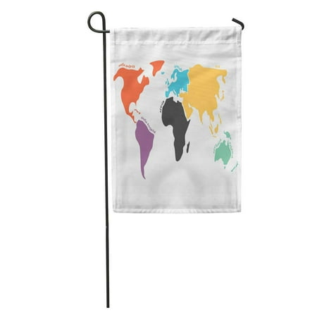 House Divided Garden - LADDKE Multicolored World Map Divided to Six Continents in Garden Flag Decorative Flag House Banner 12x18 inch