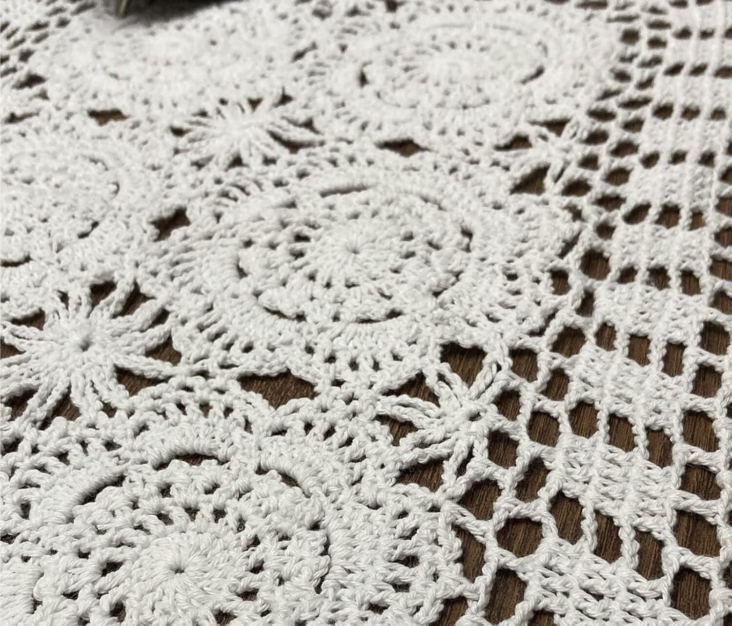 Rectangular Cotton Handwork Crochet Lace Table Runner Doilies for Coffee Table Dresser Scarf Centerpieces Décor,2PC