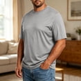 thumbnail image 5 of Men's Big and Tall Shirts 4x Big & Tall Men's Dry Fit Moisture Wicking T Shirts, Comfort & Breathable Tees for Gym Running Casual Undershirts Light Gray L, 5 of 5