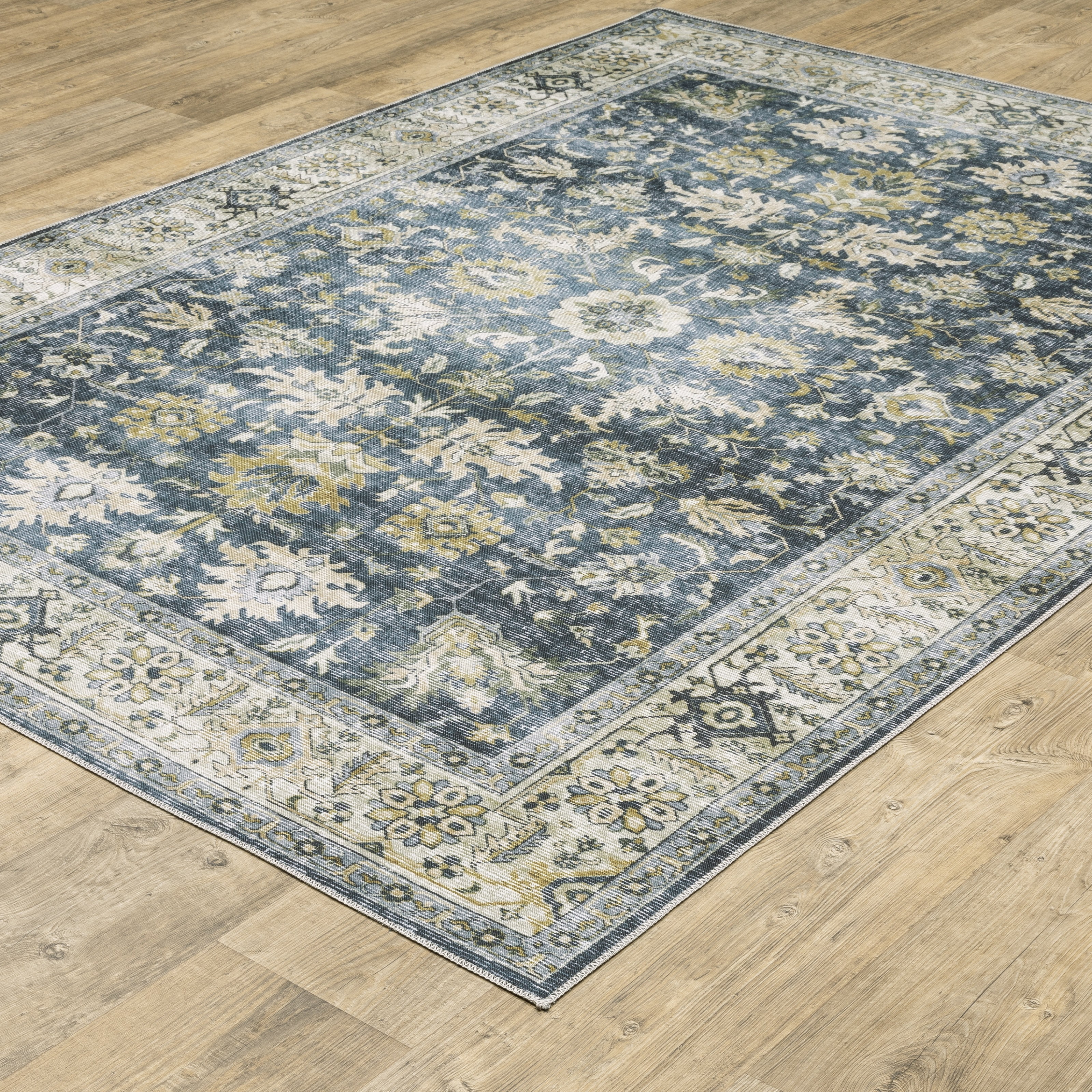 Avalon Home Celeste Washable Vintage Oriental Charcoal/ Gold Indoor Area Rug