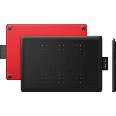 One by Wacom Student Drawing Tablet (small) – Works with Chromebook, Mac, PC - Black/Red