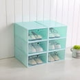 thumbnail image 3 of Saient Wide Clear Pull Down Front Access Shoe Box, Stackable Floding DIY Shoe Drawers Storage Container Organizer, 3 of 5