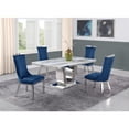 thumbnail image 2 of White Marble 5pc Dining Set with Silver Stainless Steel and 4 Chairs, 2 of 4