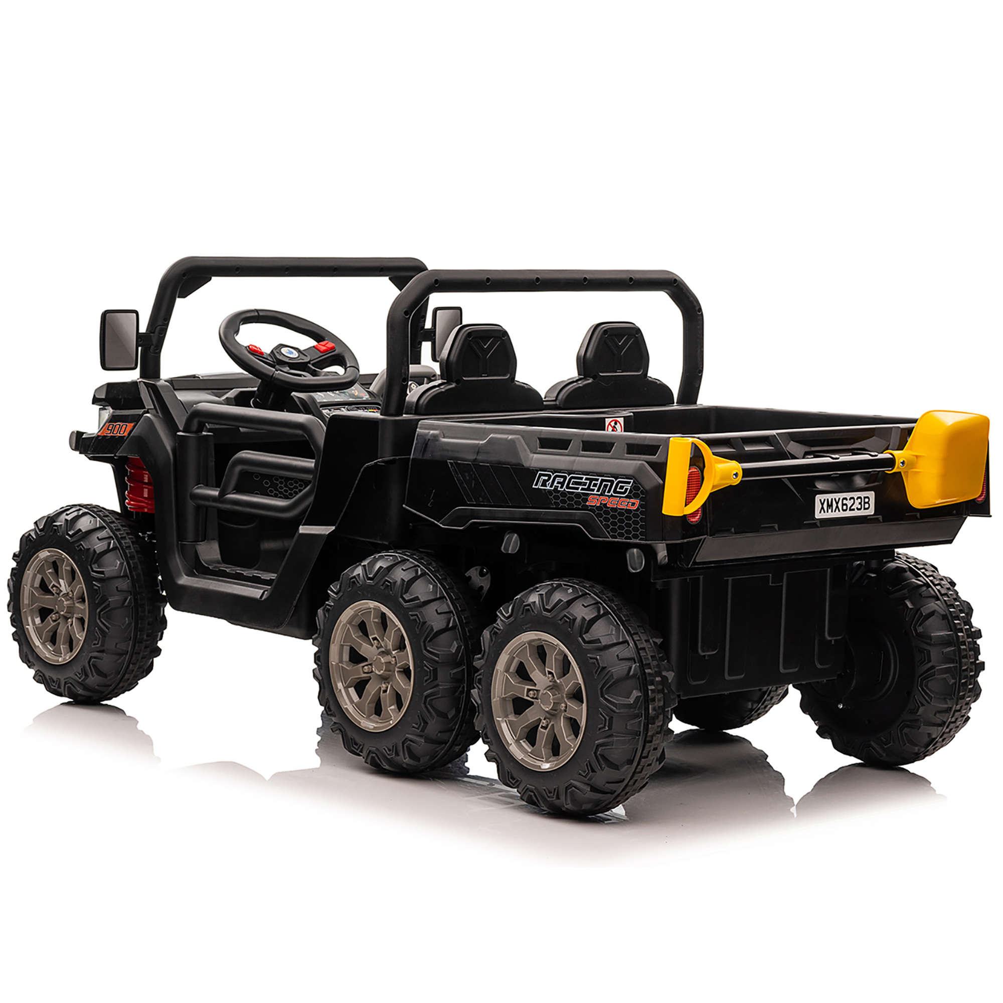 Joyracer 24 Volt Ride on Tractor with Remote Control, 4WD Motor 7AH Battery Powered Ride on Toys, 6-Wheel Big Car w/ Tipping Bucket Trailer, 3 Speeds,LED Lights, MP3/USB Music for Big Kids, Black - image 4 of 10