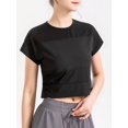thumbnail image 2 of Women Mesh Splicing Sports T-shirt Cropped Short Sleeve Breathable Running, 2 of 8