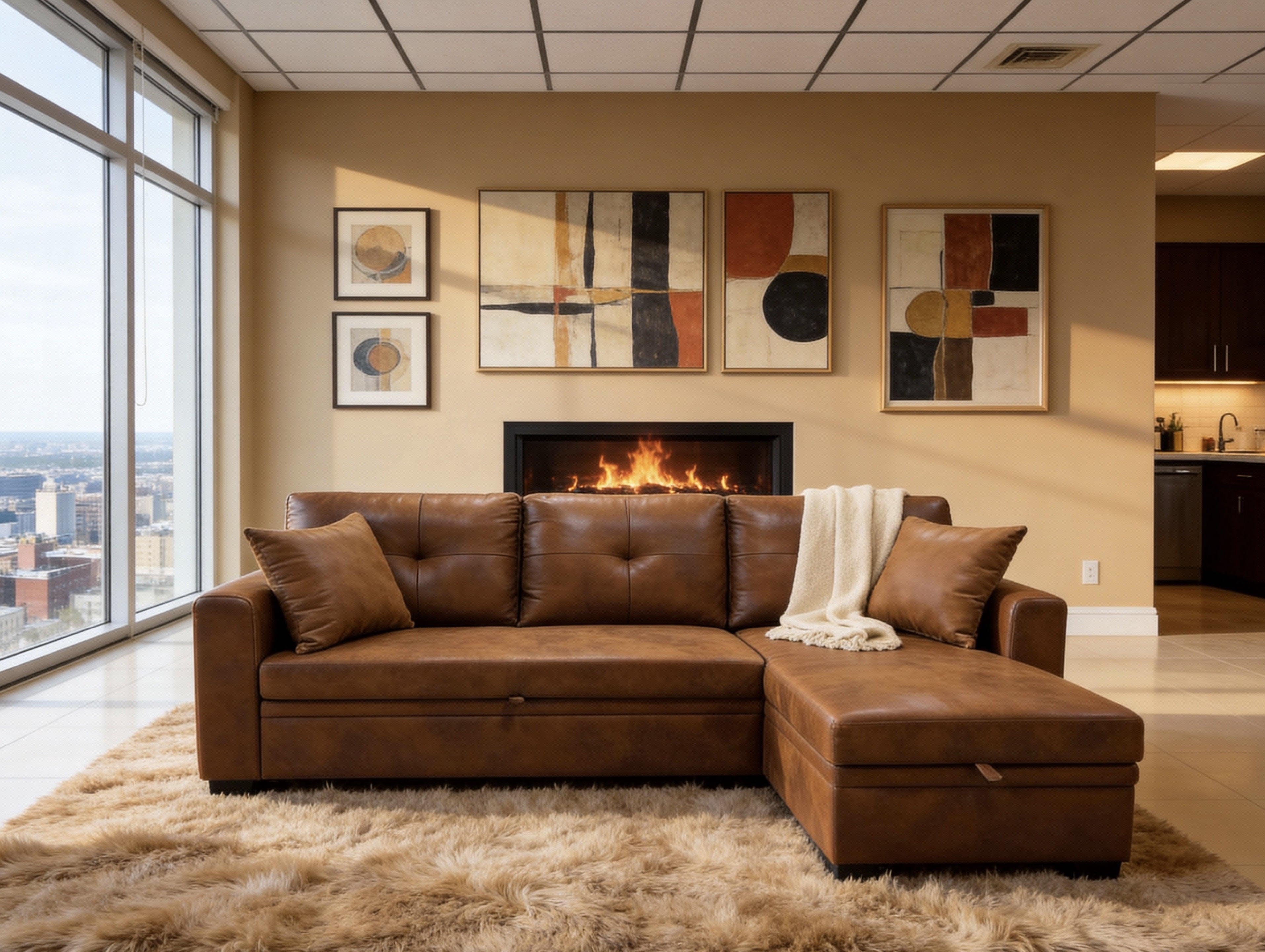 TIRAMISUBEST 77" Convertible Sectional Sleeper Sofa with Reversible Storage Chaise & Pull-Out Bed