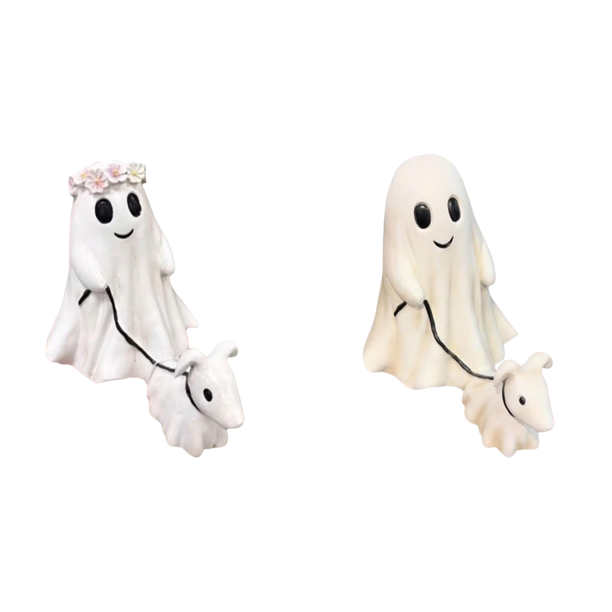 Fantasma Halloween Que Camina Perro Resina Regalo Creativo para Amigos (niña 15 Cm)