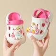 thumbnail image 4 of Toddler Kids Clogs Boys Girls Cartoon Slides Slip on Sandals Adjustable Strap Hollow out Summer Outdoor Beach Pool Water Shoes Shower Slippers White 7 Toddler, 4 of 5