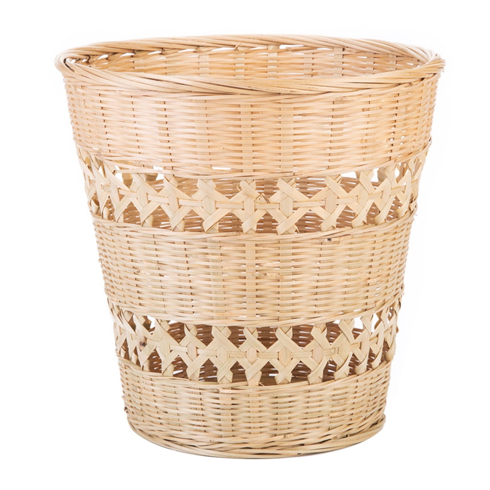 Details about   Simple Woven Garbage Can Home Willow Storage Basket Reed Willow Garbage Can 
