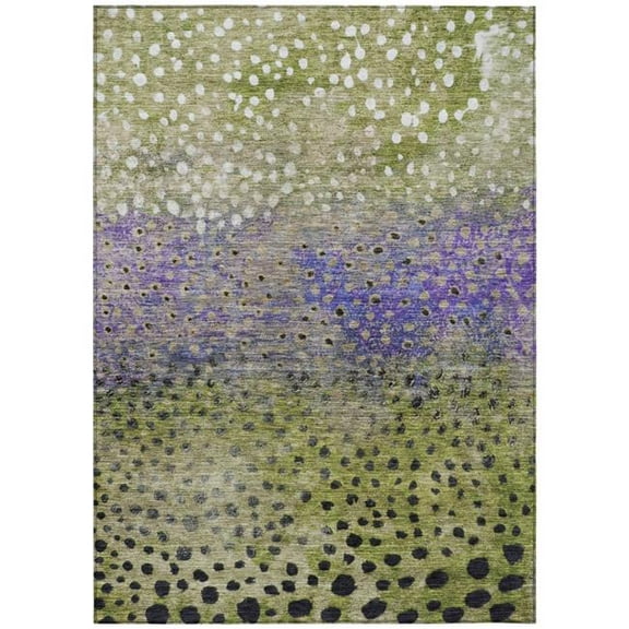 HomeRoots 603089 3 x 5 ft. Green, Purple & Black Abstract Washable Indoor & Outdoor Rectangle Area Rug