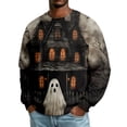 thumbnail image 5 of Men's Halloween Sweatshirt Haunted House Pullover Long Sleeve Scary Ghost Pumpkin Shirt Casual Spooky Graphic Top Black L, 5 of 6