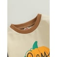 thumbnail image 6 of Wassery Baby Boys Girls Rompers Infant Halloween Clothes Letter Pumpkin Print Long Sleeve Contrast Color Bodysuits Newborn Fall Halloween Onesie 0-24M, 6 of 8