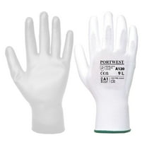 Portwest A120 Work Gloves PU Palm Dipped Abrasion and Tear Resistant White, Large