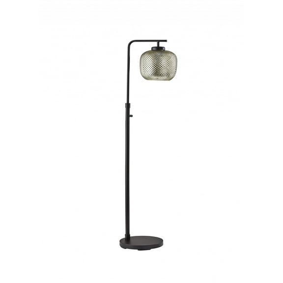 Retro Floor Lamp Bronze Metal with Mercury  Dotty Glass Shade