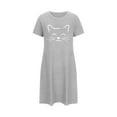 thumbnail image 4 of Lorytime Night Dress for Women Sleepwear Knee Length Short Sleeve Nightdress Oversized Round Neck Cute Sleepshirts Sleepdress Pajamas Dress Comfy Soft Lounge Nightgowns Gray 2XL, 4 of 5