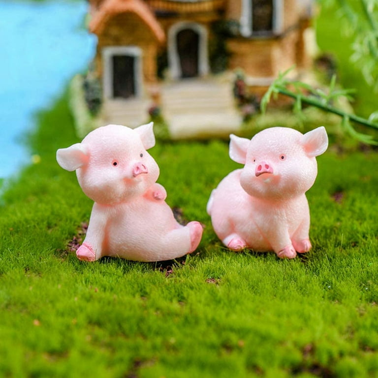 13 Pieces Cute Pink Piggy Miniature Figurines Pig Cake Toppers Mini Resin  Pig Figurines Toys Garden Miniature Moss Landscape DIY Terrarium Crafts for