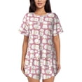 thumbnail image 1 of Balery Cartoon Sheep Conjunto de Pijama para Mujer con Estampado, Dos Piezas de Manga Corta y Shorts, Ropa de Dormir Suave con Cuello Redondo y Bolsillos-Large, 1 of 6