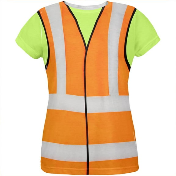Halloween Road Worker Construction Vest Costume All Over Womens T Shirt Multi LG