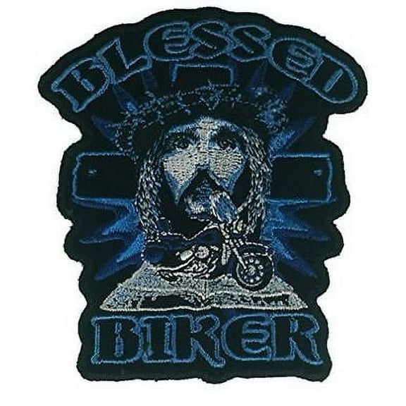 BLESSED BIKER WITH JESUS AND CROSS PATCH CHRISTIAN MOTORCYCLE VEST CUT