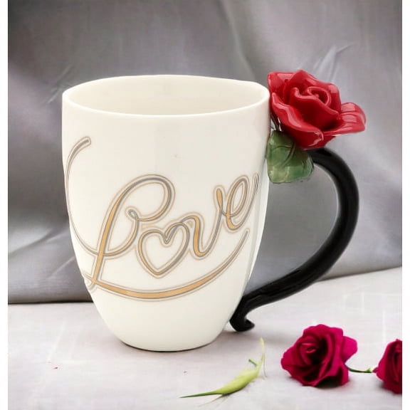 Ceramic Red Rose Mug 10 oz Romantic Mom Valentines Day