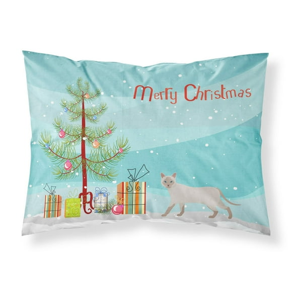 Thai Lilac Cat Merry Christmas Fabric Standard Pillowcase CK4727PILLOWCASE