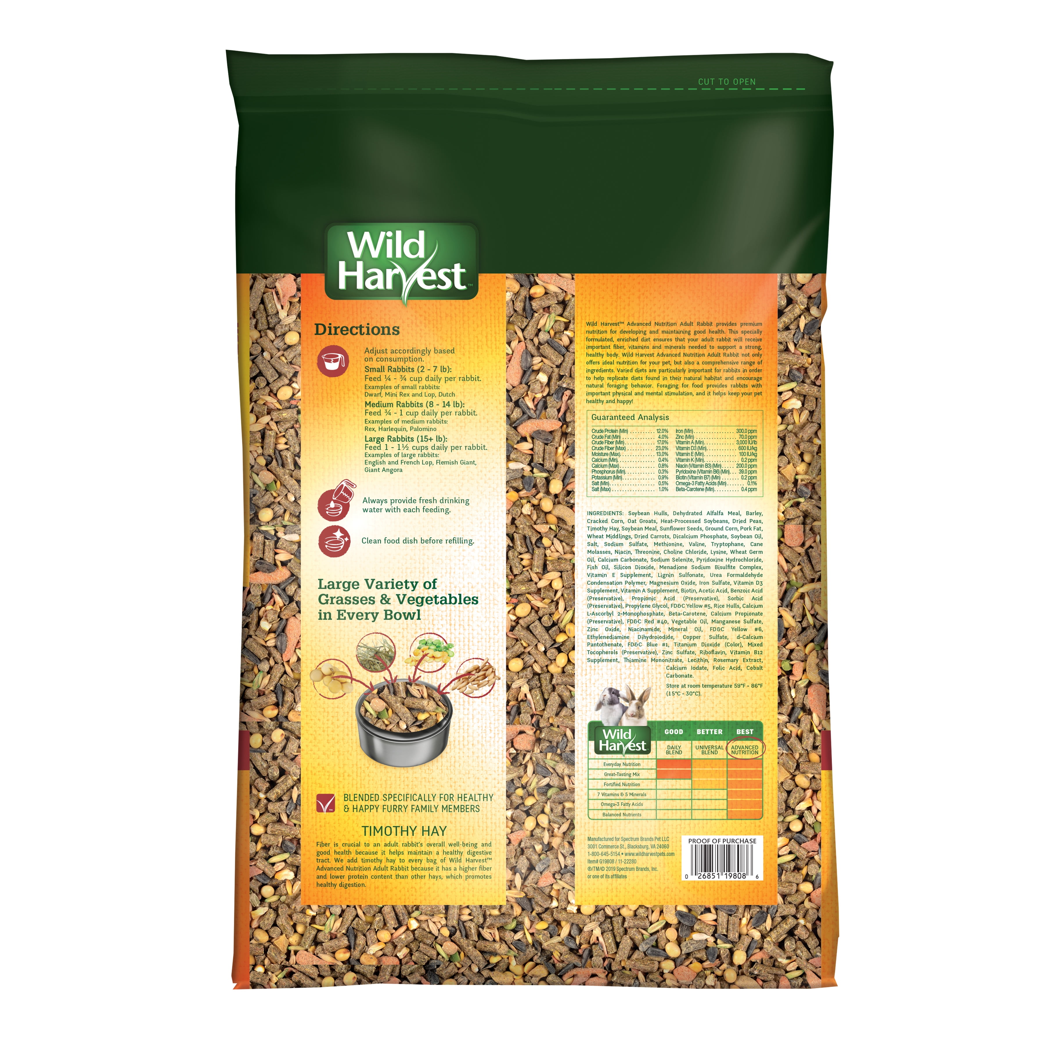 Wild Harvest Advanced Nutrition Diet For Adult Rabbits, 8 Lbs Brown