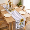 thumbnail image 3 of Summer Sunflowers Table Runner - 36 Inch Long, Kitchen Dining Table Runner Dresser Scarves, Bees Pastoral Country Purple Plaid Farmhouse Decor for Coffee Tables Wedding Party Banquet, 3 of 8