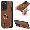 thumbnail image 1 of For Samsung Galaxy S21+ 5G Cross Leather Ring Vertical Zipper Wallet Back Phone Case, 1 of 5