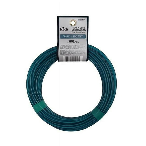 Captain Cold Weather Resistant 0.15" x 100 ft. Green Cabled Wire Vinyl Clothesline
