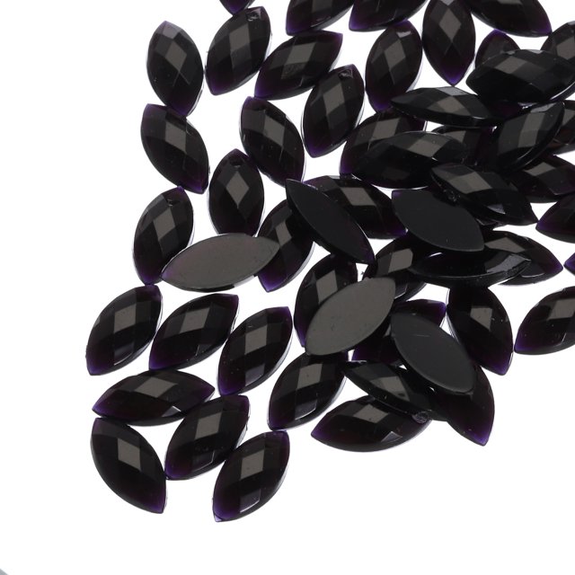 Gemas de Ojo de Caballo de Acrílico Uxcell, Rhinestones Artificiales de Fondo Plano para Manualidades DIY, Negro
