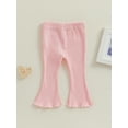 thumbnail image 4 of Bagilaanoe Newborn Baby Girl Flare Pants Solid Color Ribbed Trousers 3M 6M 9M 12M 18M 24M Infant Elastic Waist Fall Bell Bottom Casual Leggings, 4 of 7
