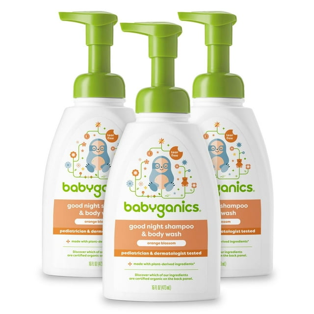 Champú y gel de baño Babyganics Orange Blossom 480 ml (x3)