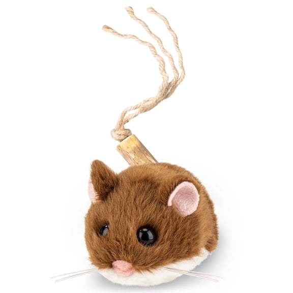 Migipaws Interactive Automatic Rolling Plush Mouse Cat Toy Touch Activate Mouse Squeak Long Wag Tail Catnip for Kitten Hunting Play