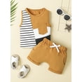 thumbnail image 2 of Bagilaanoe 2pcs Newborn Baby Boys Short Pants Set Striped Print Sleeveless Tank Tops + Shorts 6M 12M 18M 24M Infant Casual Summer Outfits, 2 of 9