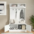 thumbnail image 3 of BizChair Double Door Coat Rack 2 Upper Storage Cubbies Storage Bench Hall Tree, 3 of 14