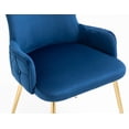 thumbnail image 5 of Set of 4 Wingback Upholstered Dining Chairs with Metal Legs, Velvet Fabric Side Dining Room Chairs with Tufted Button, Living Room Chairs Home Kitchen Dining Room (Blue + Gold Leg), 5 of 7