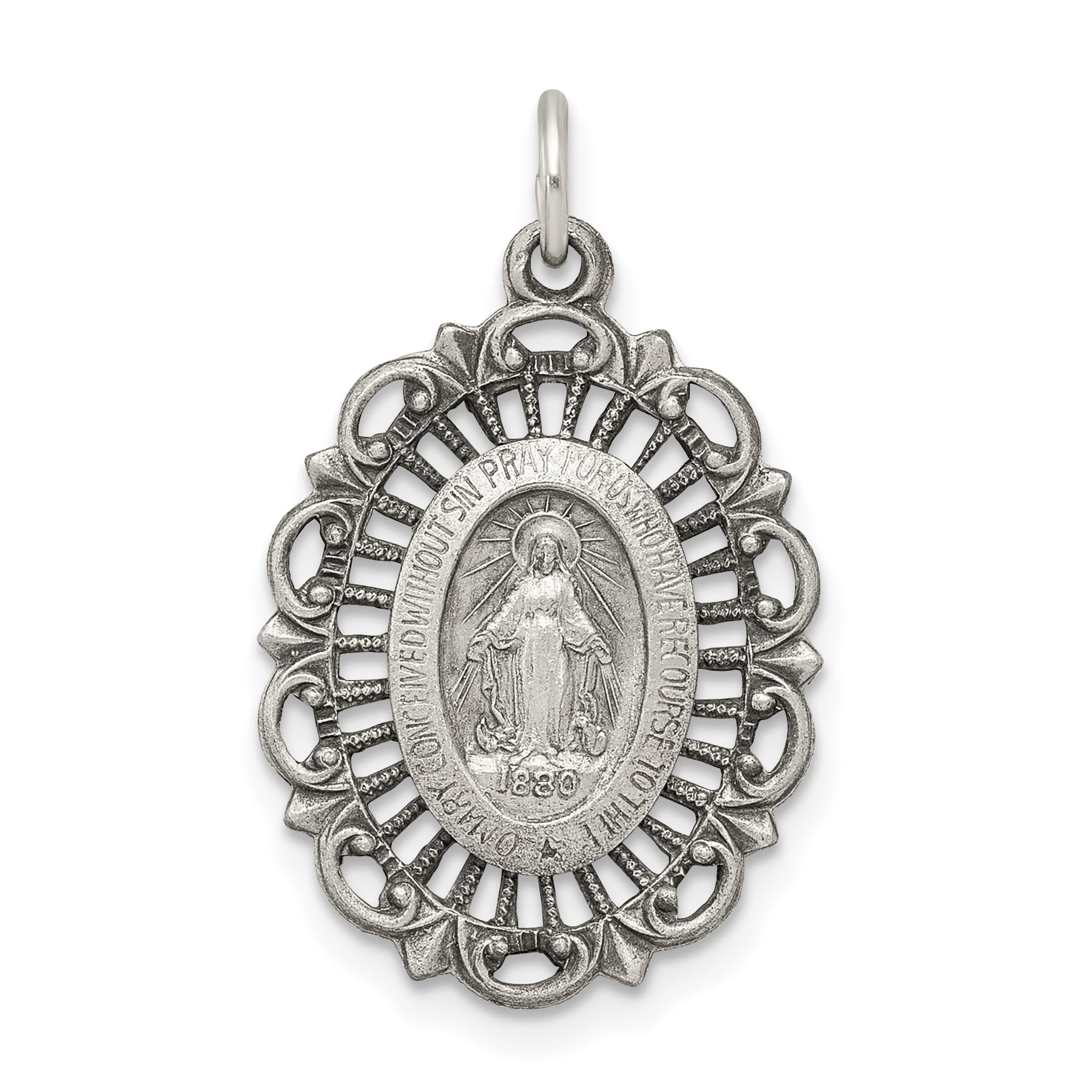 925 Sterling Silver Vintage Our Lady Of Miraculous Medal Blessed