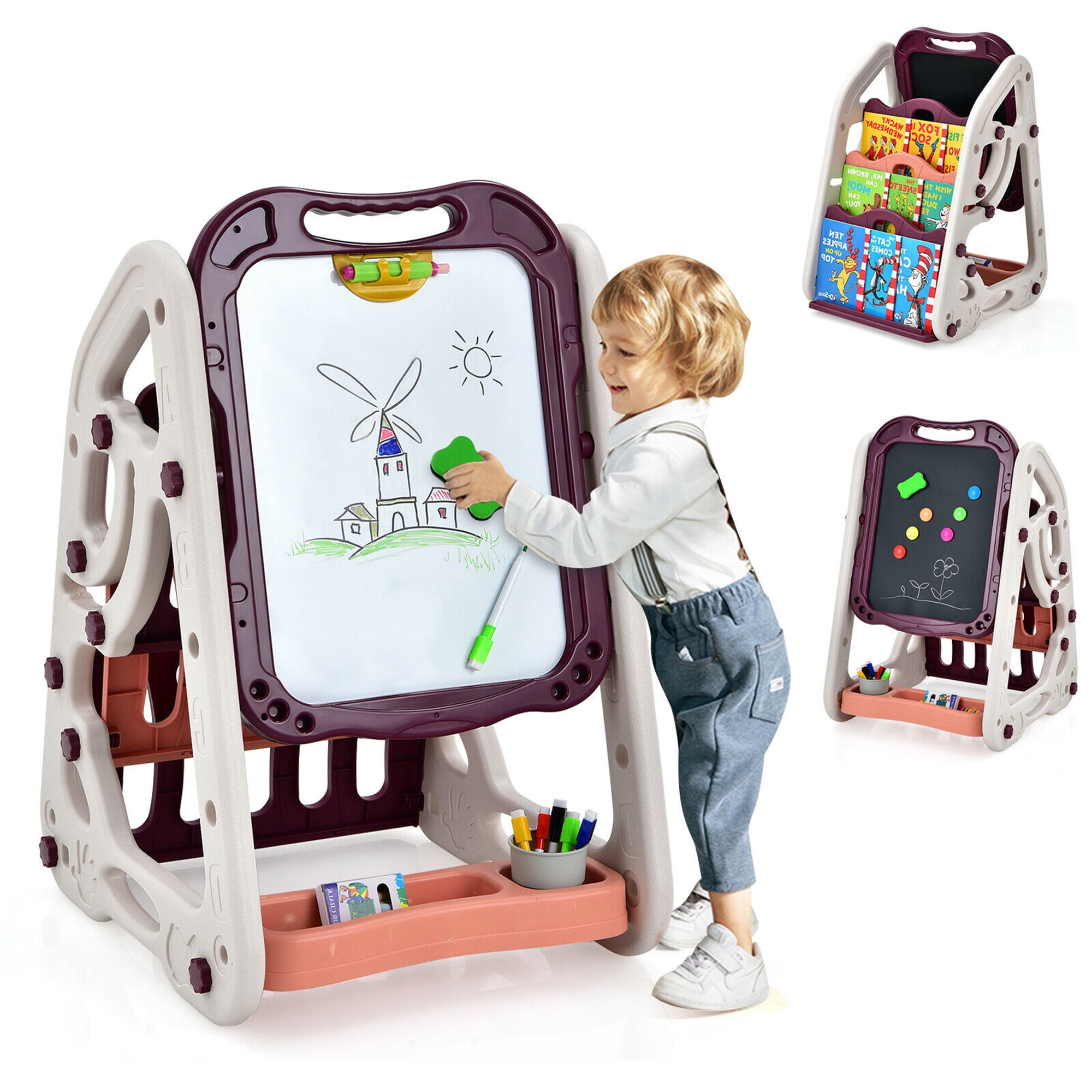 Gymax 28" Polypropylene Tabletop Art Easel (34 Pieces)