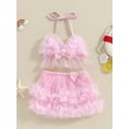 thumbnail image 2 of Arvbitana Baby Girls Bikini 2Pcs Swimsuits 6M 12M 18M 24M Sleeveless Halter Neck Tulle Cami Tops + PP Shorts Sets Infant Toddler Summer Bathing Suits  Beach Wear, 2 of 9