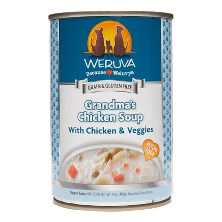 (12 Pack) Weruva Human Style Grandma's Chicken Soup with Chicken & Veggies Grain-Free Wet Dog Food, 14 oz. Cans